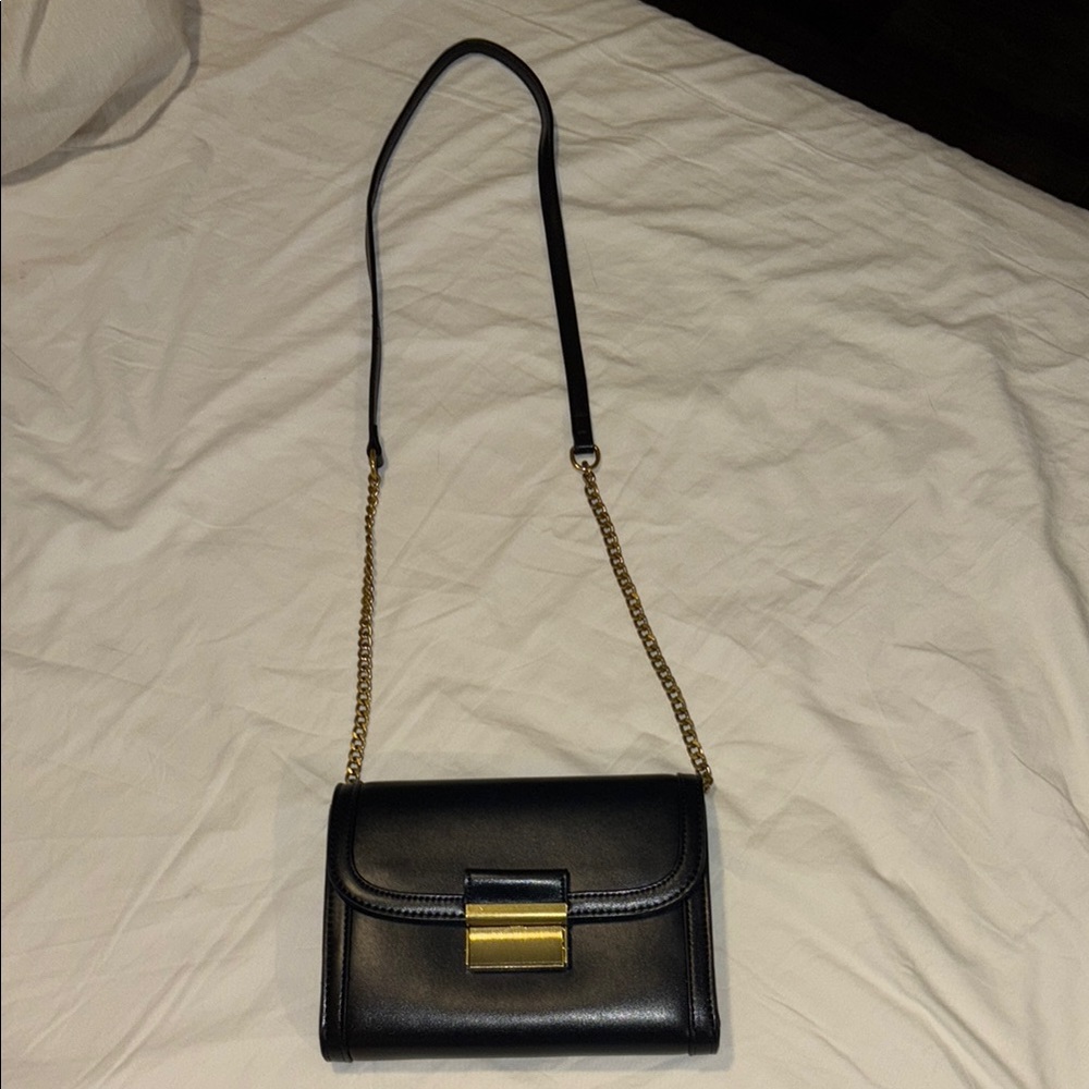 Madison West Black and Gold Clutch Crossbody Bag